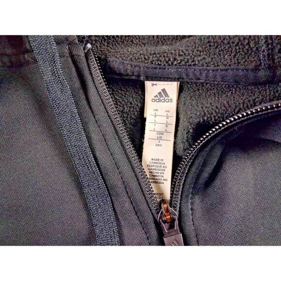 Adidas ClimaWarm Men’s Full Zip Hoodie Jacket Size Large Black Gray Fleece - Picture 5 of 13